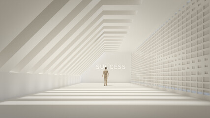 3d illustration of trendy architecture design as artistic concept of success.