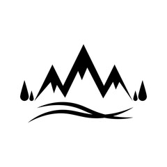 Obraz premium Icono de montaña con picos. Concepto de paisaje y naturaleza. Ilustración vectorial