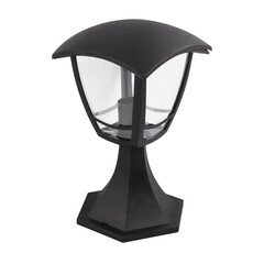 Ground garden light isolated on white background. Outdoor black garden lamp.
