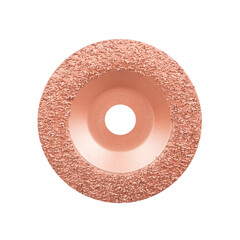 Tungsten carbide polishing grinding disc for rubber conveyor belt isolated on white background....