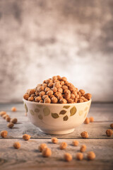 pile of textured Soya Chunks or Meal Maker in bowl	
