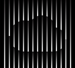 Abstract unusual cloud sign logo on geometric black and white gradient stripes background. Luxury stripe pattern. Vector seamless fabric texture.