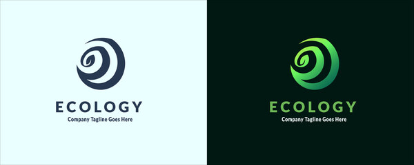 vector ecology logo design, vector green leaf represent as letter e isolated black and white background. usable logo design for business , industry , nature,