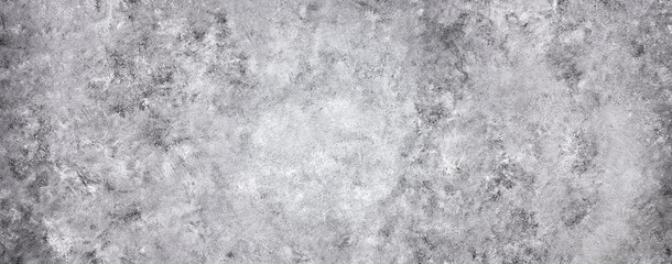 Gray concrete grunge background banner. Old shabby wall