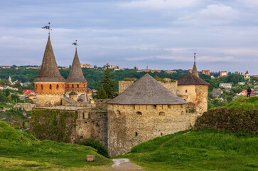 Fototapeta na wymiar Kamianets-Podilskyi is a city in western Ukraine. It's known for its well-preserved Old Town and Kamianets-Podilskyi Castle, a medieval fortress featuring several original towers. 
