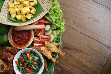 Nasi Timbel Balastrang, Traditional cuisin from Jawa Barat, Indonesia. 