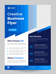 Obraz premium Corporate business flyer template design with blue color. marketing, business proposal, promotion, advertise, publication, cover page. digital marketing agency flyer design. new business flyer design