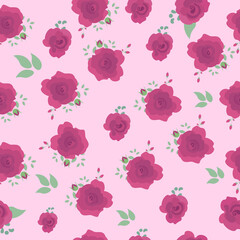 Burgundy roses on a pink delicate background. Festive gift wrapping with roses