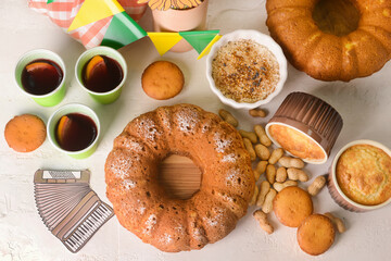 Traditional food for Festa Junina (June Festival) on white background