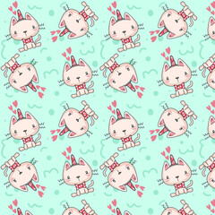 Kittens pattern with unicorn horn