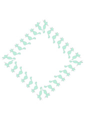 Frames of stylized cats on a white sheet of A4 format, surreal, graphics.