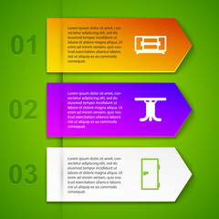Set line TV table stand, Round, Closed door and Refrigerator. Business infographic template. Vector