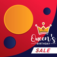 simple queen's birthday sale label