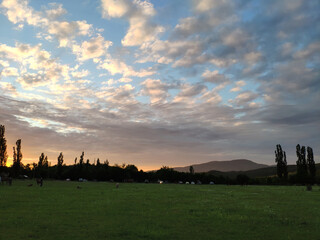 Crimean peninsula, mountainous Crimea. Sunset on a summer day in the Belbek valley.