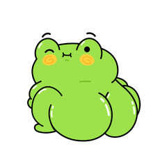 Cute funny frog with big buttock. Vector hand drawn cartoon kawaii character illustration sticker set. Funny cartoon toad frog mascot character print for t-shirt, poster, card concept