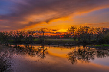 Spring sunset on the river