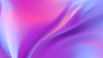 Iridescent chrome wavy gradient cloth fabric abstract background, ultraviolet holographic foil texture, liquid surface, ripples, metallic reflection. 3d render illustration.
