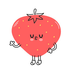 Cute funny strawberry berry. Vector hand drawn cartoon kawaii doodle character illustration icon. Strawberry berry fruit baby mascot cartoon character concept. Isolated on white background