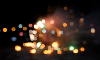 Abstract background, circular bokeh light. Bokeh from fire. selective focus