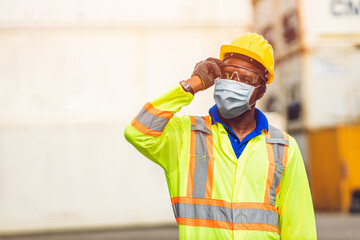 Worker wear disposable face mask for protection Corona Virus Spreading and Smoke dust air pollution...
