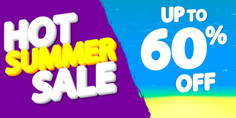 Summer Sale up to 60% off, poster design template, season best offer, discount banner, vector illustration