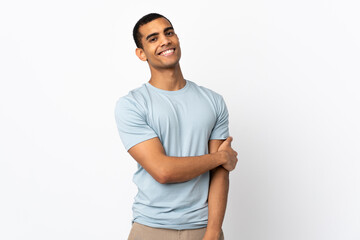 Fototapeta premium African American man over isolated white background laughing