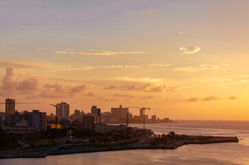 sunset over the city malecon havana 
