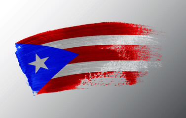 Puerto Rico flag illustrated on paint brush stroke