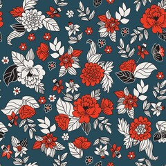 seamless pattern with boho flowers