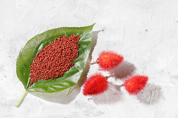 Annatto seeds, Onoto, Annatto, Bixa orellana, natural red pigment