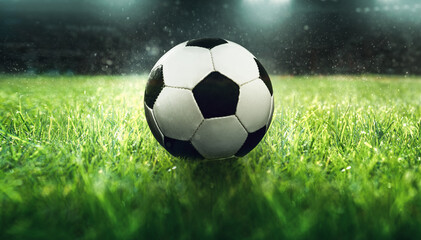Fototapeta premium Fussball auf einen Spielfeld 