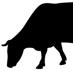 cow side view, vector illustration, silhouette