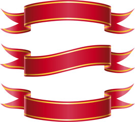Obraz premium Drei rotgoldene Banderolen in verschiedenen Formen