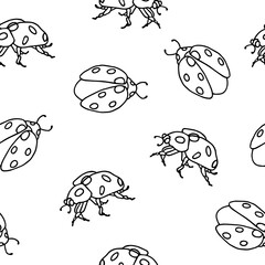 Ladybugs. Seamless pattern. Vector