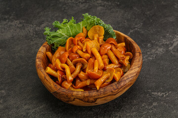 Marinated mushroom - honey agaric in the bowl