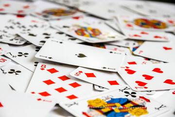 Classic playing card game laid out on a table