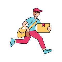 Fototapeta na wymiar Isolated delivery boy with a package Vector illustration