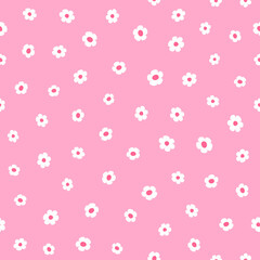 Simple seamless pattern with flowers. Cute girly print. Simple vector illustration.