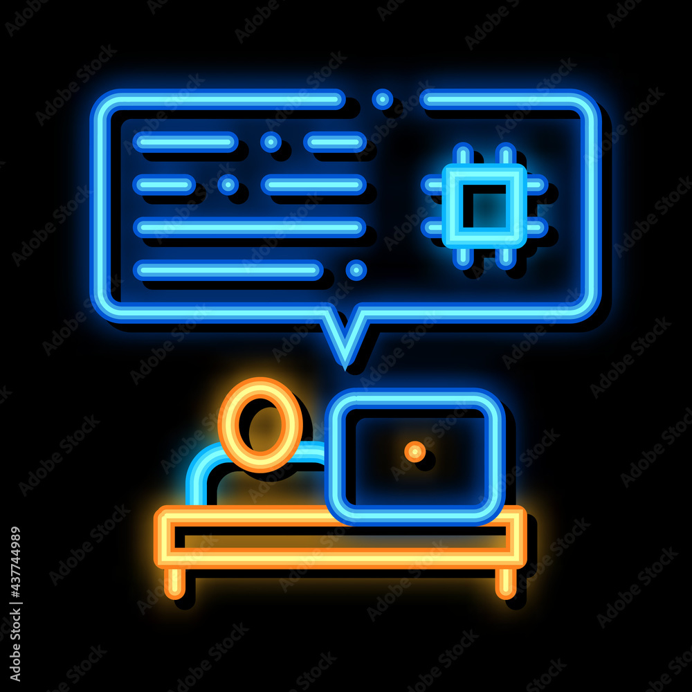 Aufkleber programming code neon light sign vector. glowing bright icon programming code sign. transparent symb