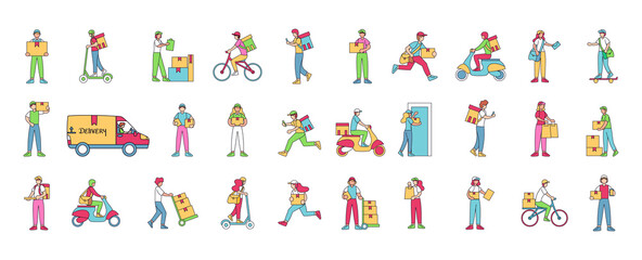 Obraz na płótnie Canvas Set of delivery related icons Vector illustration