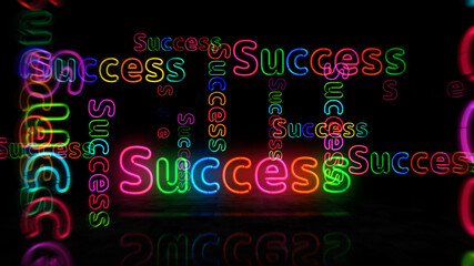 Obraz na płótnie Canvas Success symbol neon light 3d illustration