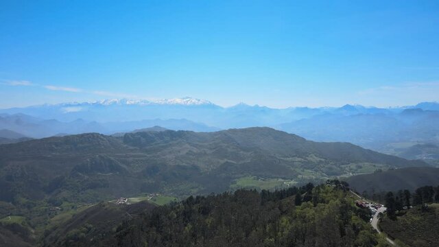 View mountain aerial drone. Oviedo is the capital of Asturias, Spain. [4K]	