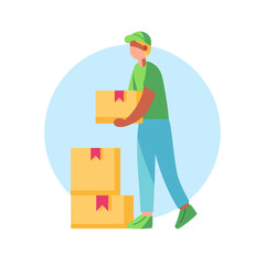 Isolated delivery boy with a package Vector illustration