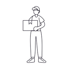 Isolated delivery boy with a package Vector illustration