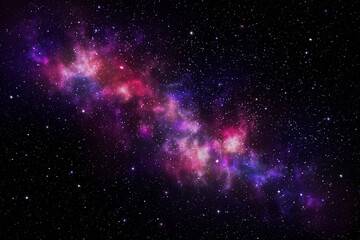 Space background with nebula and stars.Purple galaxy and stars on a dark background. Starry sky.