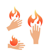 hand with fire icon