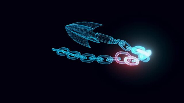 Anchor Chain hologram Rotating. High quality 4k footage