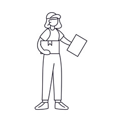Isolated delivery girl with a package Vector illustration