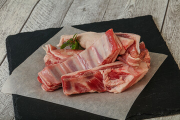 Raw lamb ribs for cooking