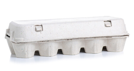 Box with eggs on white background isolation